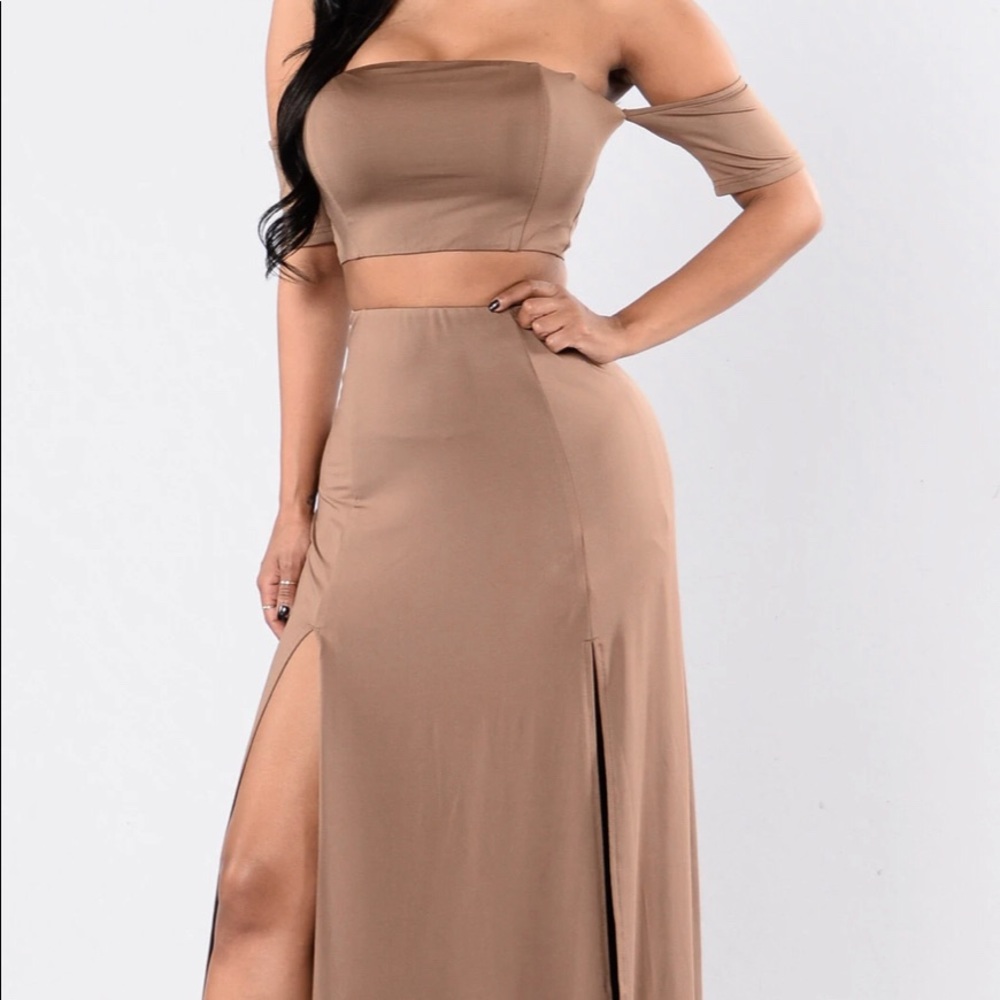 Two piece set, crop top and maxi skirt